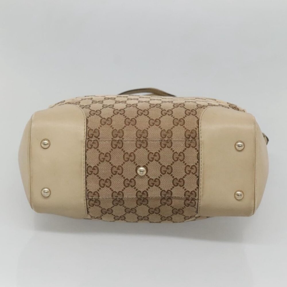 GUCCI GG Canvas Web Sherry Line Tote Bag Beige Gold 257062 Auth 140783 - Picture 6 of 16